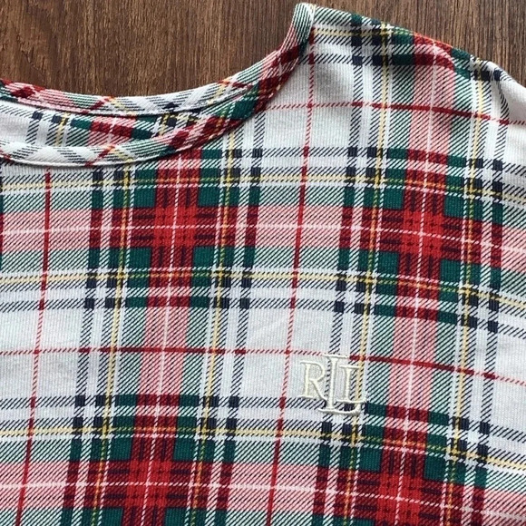 Ralph Lauren Plaid Long Sleeve Knit Top with Pants Pajamas Set 1X NWT - Picture 2 of 9